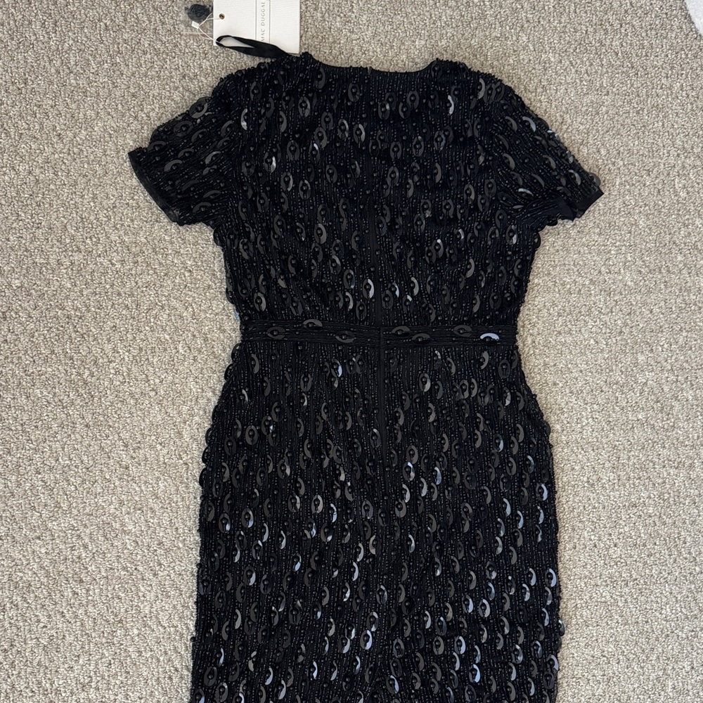 NWT Mac Duggal Black High Neck Short Sleeve Embellished Dress - size 10 - Picture 10 of 12